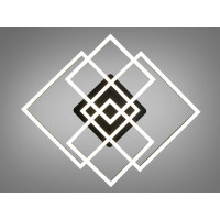 Світлодіодна стельова люстра чорна 120W чотири квадратні плафони Diasha 11015/2+2BK