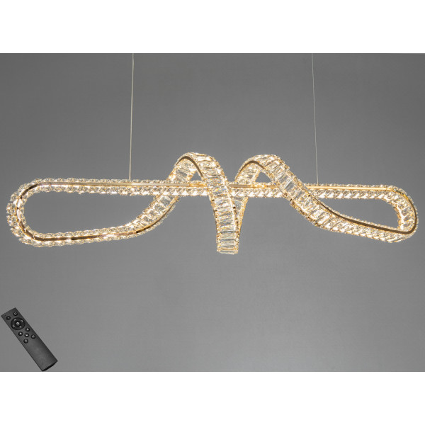 Підвісна LED люстра золото кришталь 68 Вт пульт Diasha D8927/1000G