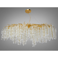 Підвісна кришталева люстра Серія Гліцинія золото витягнута форма 12 ламп E14 Diasha 602-L1200GD