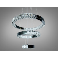 Підвісна LED люстра 2 кільця чорний хром 54Вт Diasha 7968/600+400+200BHR