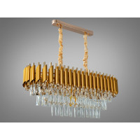 Кришталева люстра підвісна Серія 1013 золото 8 ламп довгаста форма Diasha 9001-800X300GD+SGD