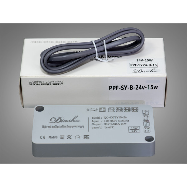 Тонкий керований блок живлення 24В, 15Вт, 0.6А Diasha PPF-SY-B-24v-15w
