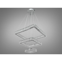 Кришталева підвісна світлодіодна люстра в зал, 75W, хром Diasha 7220-8A/500+340+180HR