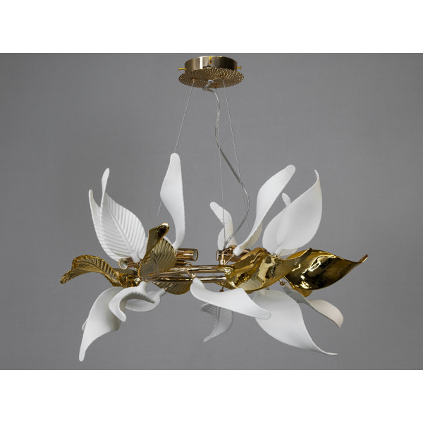 Цікава підвісна люстра з керамічними елементами, 12 ламп, золото Diasha 7208-6PGD