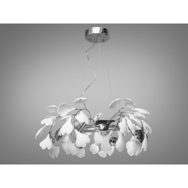 Високоякісна люстра з фарфоровими елементами на 6 ламп, хром Diasha 7162-6PHR