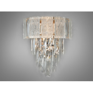 Бра кришталеве 327BG золото 2 лампи E14 каскадні підвіски Diasha 327-BGD