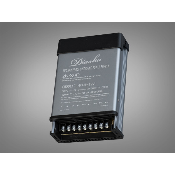 Блок живлення 12В, із захистом від дощу, 400Вт, 33.33А Diasha NPA-12v-400w-IP44