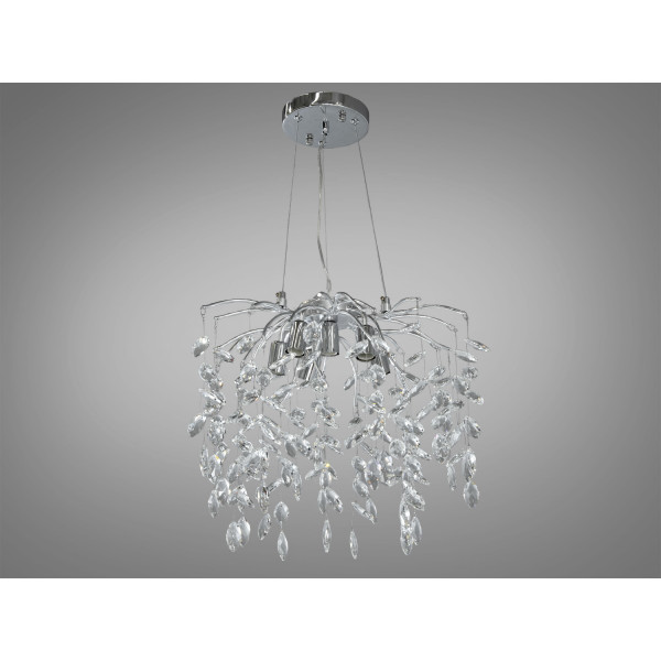 Витончена кришталева люстра підвісна, 6 ламп, хром Diasha 1607-450CH