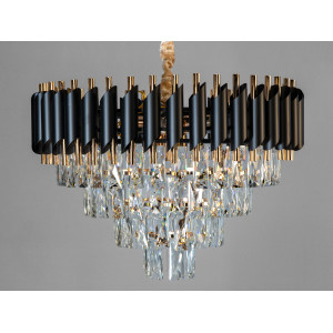Підвісна кришталева люстра чорний золото 7xE14 Diasha N9001-550BK+SGD