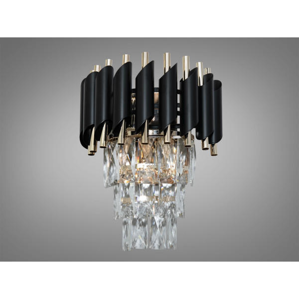 Настінне бра кришталеве Серія 1013 чорний та золото 2 лампи Diasha N9001-2W-BK+SGD Настінне бра кришталеве Серія 1013 чорний та золото 2 лампи Diasha N9001-2W-BK+SGD