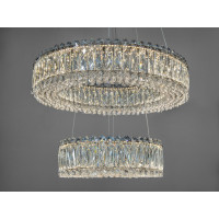 Підвісна кришталева світлодіодна люстра 85Вт хром Diasha 8693-600+400CH