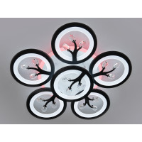 Чорна світлодіодна люстра з пультом, диммером, підсвіткою, 90W Diasha 8135/5+1BKLED3colordimmer