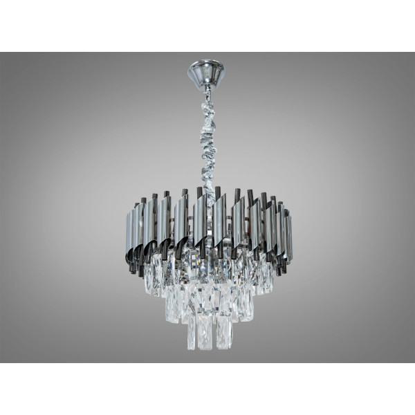 Стильна підвісна кришталева люстра в кухню, 5 ламп, хром+чорний хром Diasha 9001-400CH+PB Стильна підвісна кришталева люстра в кухню, 5 ламп, хром+чорний хром Diasha 9001-400CH+PB