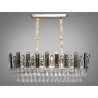 Кришталева підвісна люстра овальної форми для кухні, 8 ламп, золото Diasha 8805-800x300SG Кришталева підвісна люстра овальної форми для кухні, 8 ламп, золото Diasha 8805-800x300SG