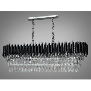 Вишукана кришталева люстра овальної форми, 10 ламп Diasha 9001-1000x300BK+CH