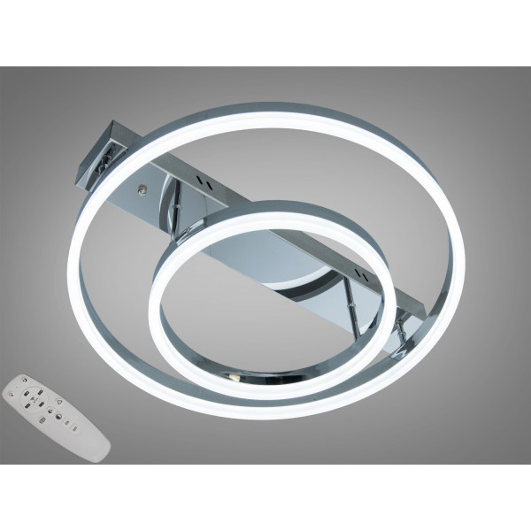 Стельова LED люстра чорна 60W пульт димер 2 кільця Diasha 2537HRdimmer