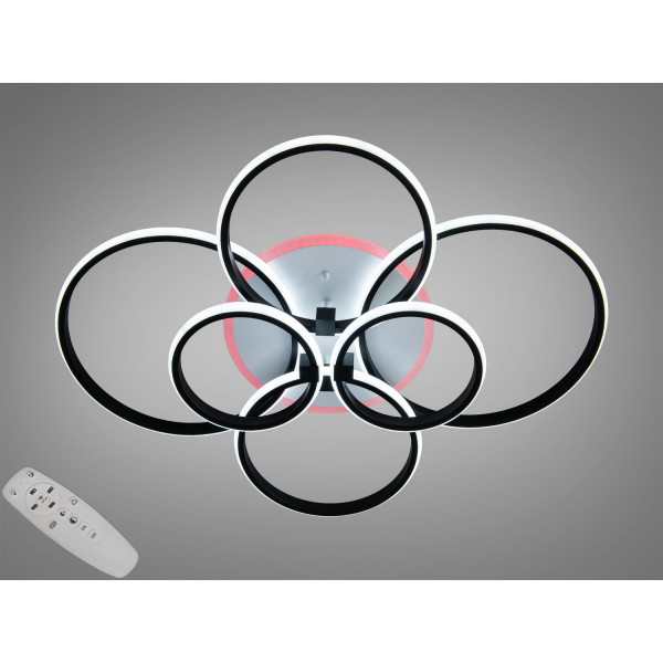 Стельова люстра Diasha чорна 6 кілець пульт LED Diasha 2526/6BKLED3colordimmer Стельова люстра Diasha чорна 6 кілець пульт LED Diasha 2526/6BKLED3colordimmer