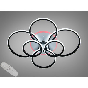 Стельова люстра Diasha чорна 6 кілець пульт LED Diasha 2526/6BKLED3colordimmer