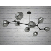 Люстра молекула в стиле лофт со стеклянным плафоном Diasha HXD8022/8BK+GR